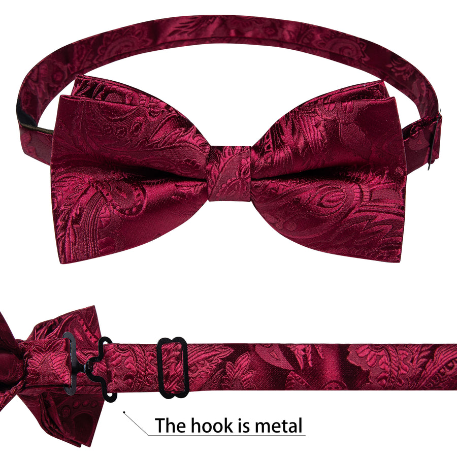 Burgundy Paisley Jacquard Silk Vest Set vest set - Sophisticated Gentlemen