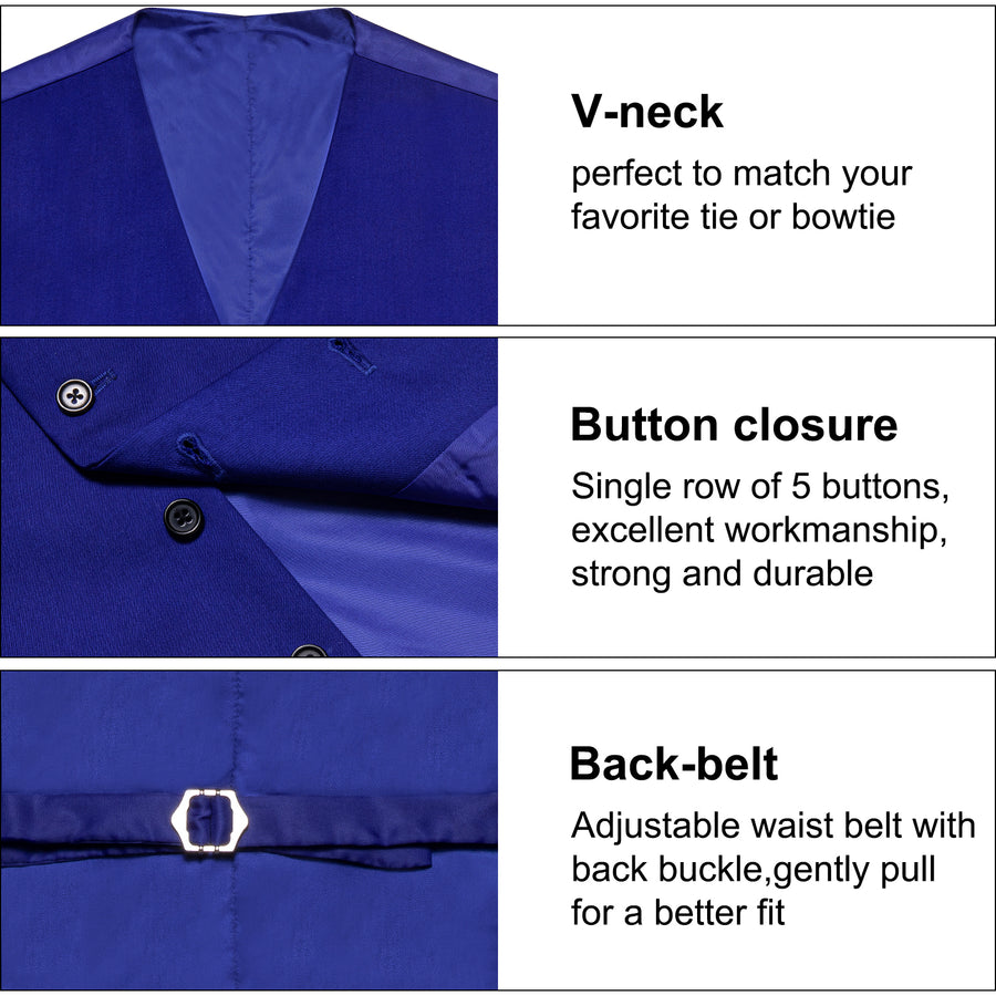 Klein Blue Solid Silk Men's Classic Vest Set vest set - Sophisticated Gentlemen