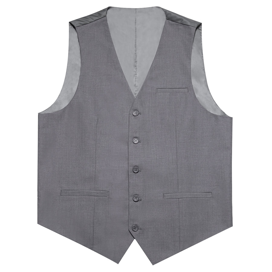 Grey Solid Silk Vest Set vest set - Sophisticated Gentlemen