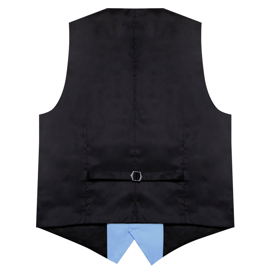 Sky Blue Solid Silk Men's Classic Vest Set vest set - Sophisticated Gentlemen
