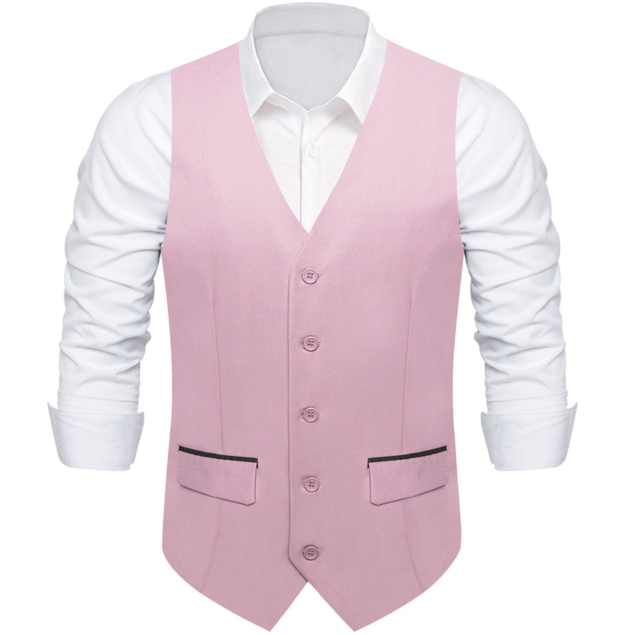 Light Pink Solid Silk Men's Classic Vest Set vest set - Sophisticated Gentlemen