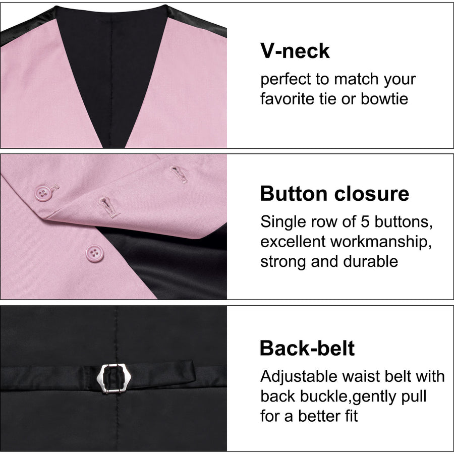 Light Pink Solid Silk Men's Classic Vest Set vest set - Sophisticated Gentlemen