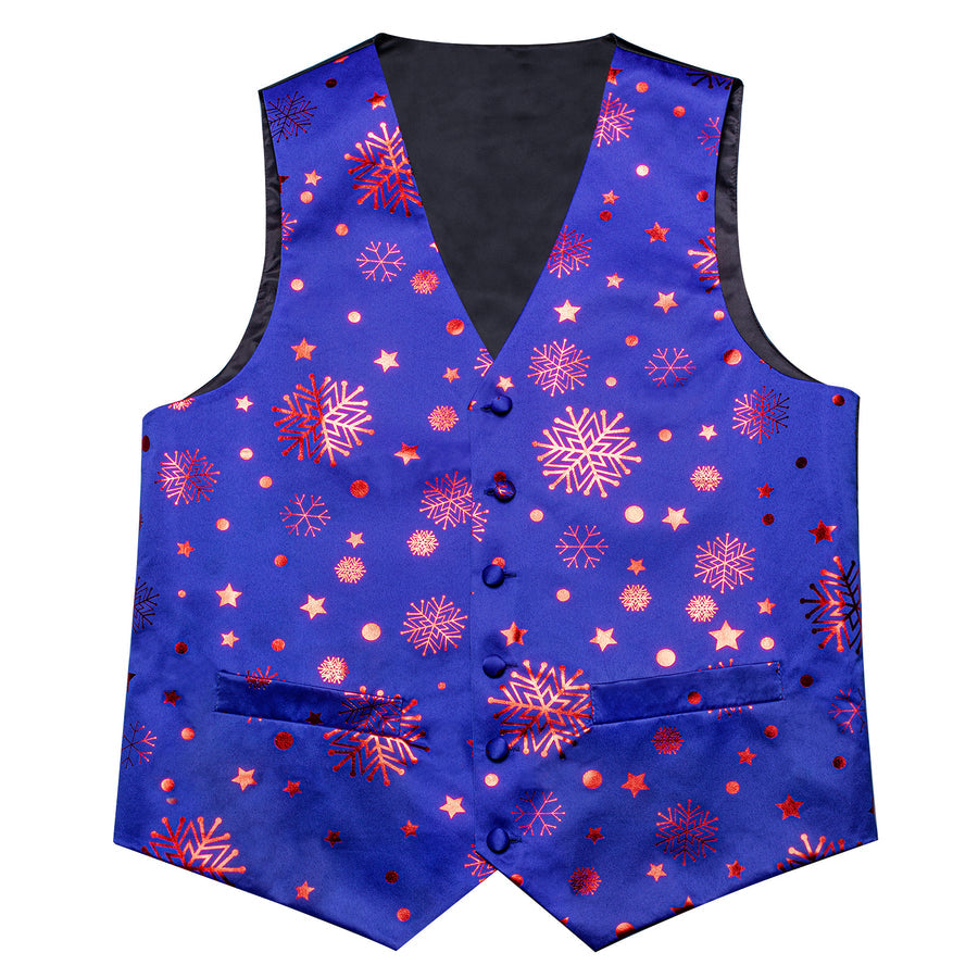 Christmas Blue Red Pattern Novelty Jacquard Silk Vest Set vest set - Sophisticated Gentlemen