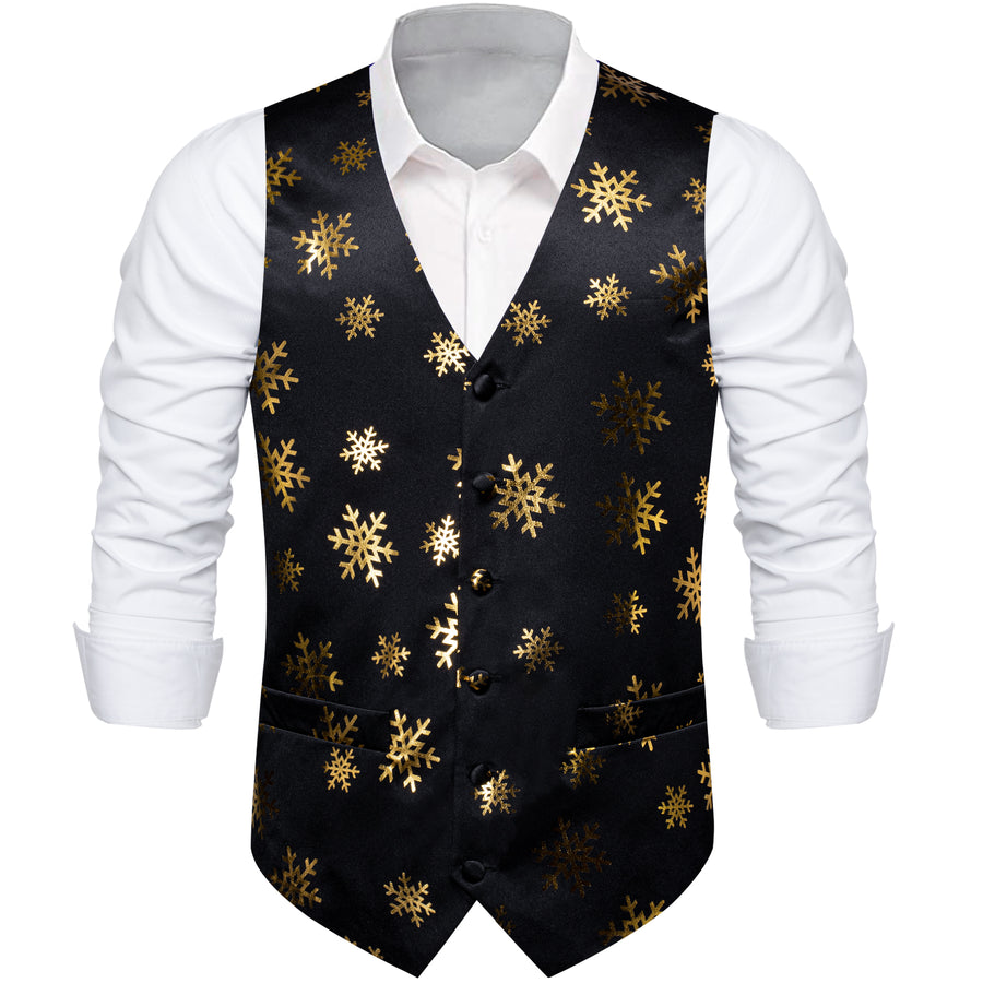 Christmas Black Snowflake Novelty Splicing Jacquard Men's Vest Set vest set - Sophisticated Gentlemen