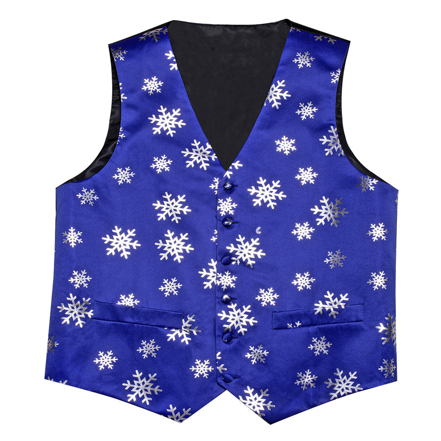 Christmas Blue Snowflake Novelty Splicing Jacquard Vest Set vest set - Sophisticated Gentlemen