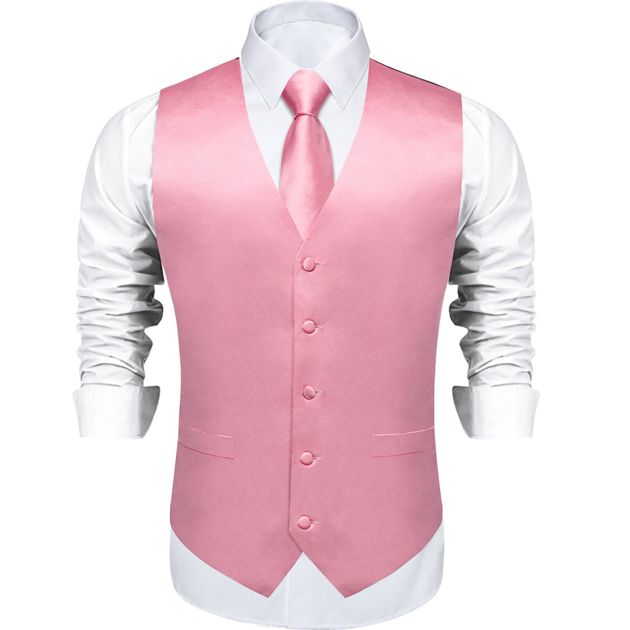 Satin Baby Pink Solid Vest Set vest set - Sophisticated Gentlemen