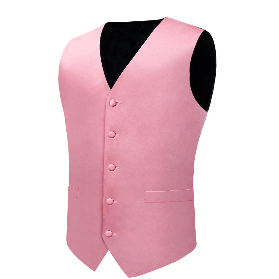 Satin Baby Pink Solid Vest Set vest set - Sophisticated Gentlemen