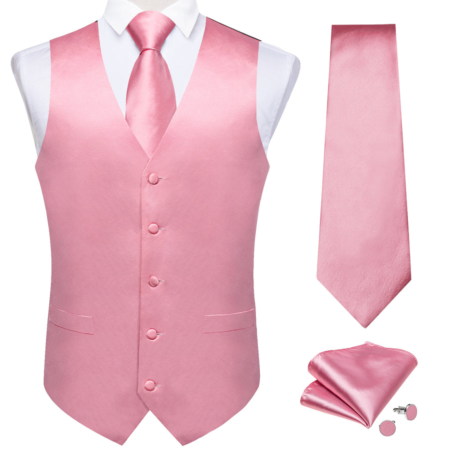 Satin Baby Pink Solid Vest Set vest set - Sophisticated Gentlemen