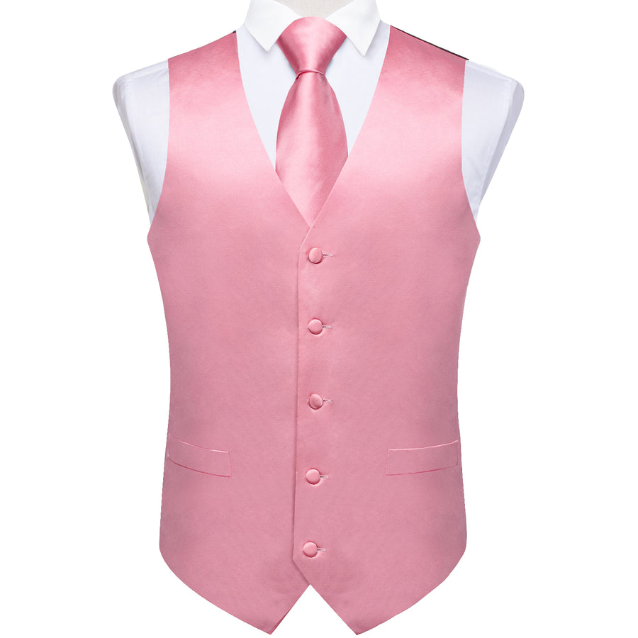 Satin Baby Pink Solid Vest Set vest set - Sophisticated Gentlemen
