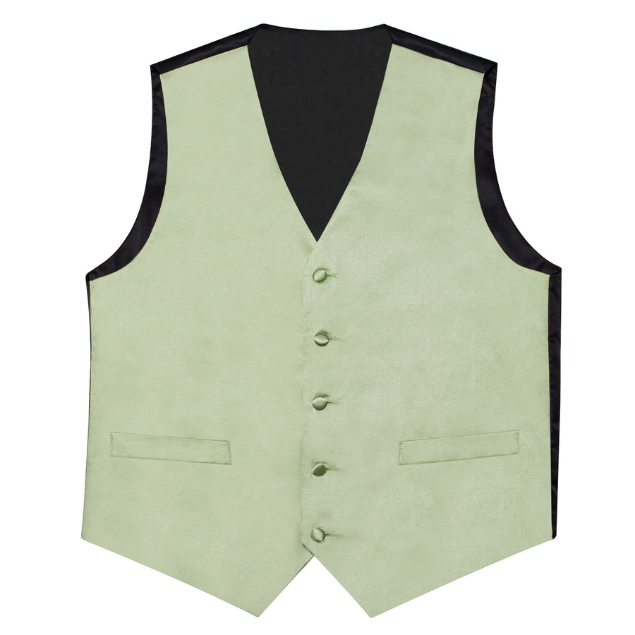 Satin Light Green Solid Men's Bowtie Vest Set vest set - Sophisticated Gentlemen