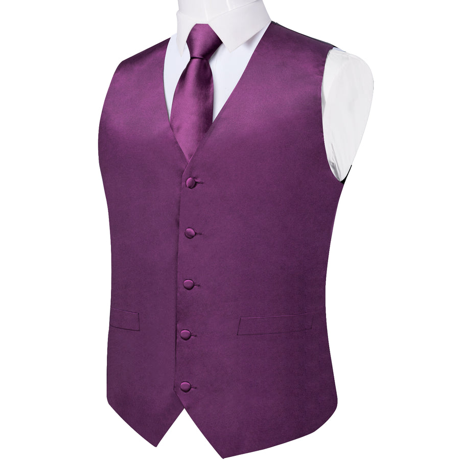 Dark Purple Solid Vest Set vest set - Sophisticated Gentlemen