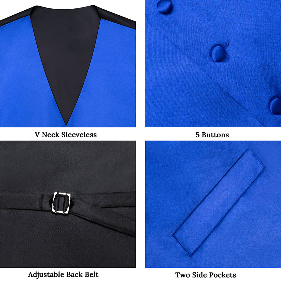Satin Blue Klein Solid Vest Set vest set - Sophisticated Gentlemen