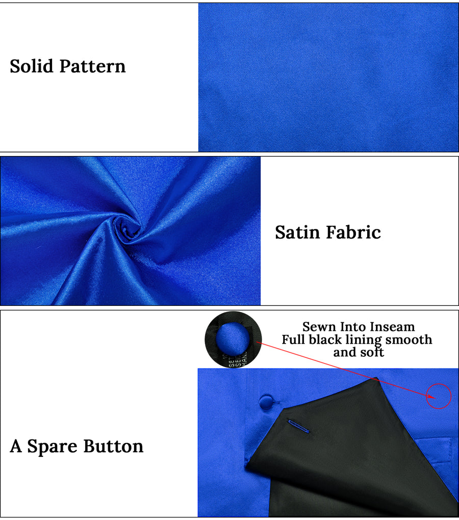 Satin Blue Klein Solid Vest Set vest set - Sophisticated Gentlemen
