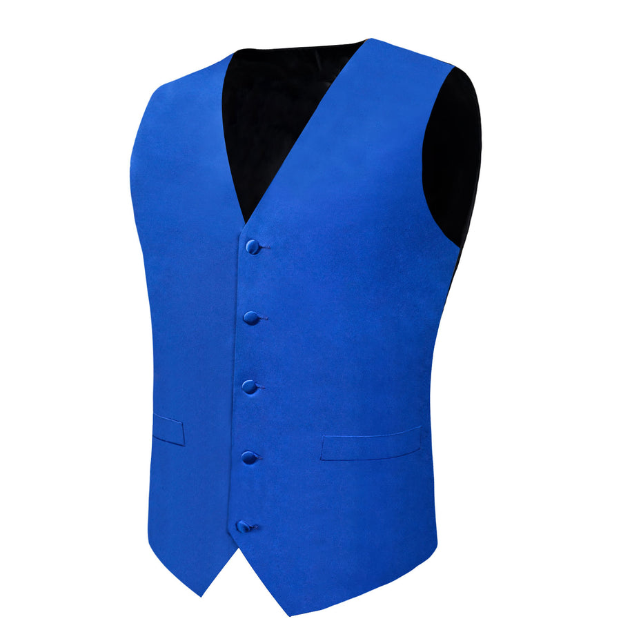 Satin Blue Klein Solid Vest Set vest set - Sophisticated Gentlemen