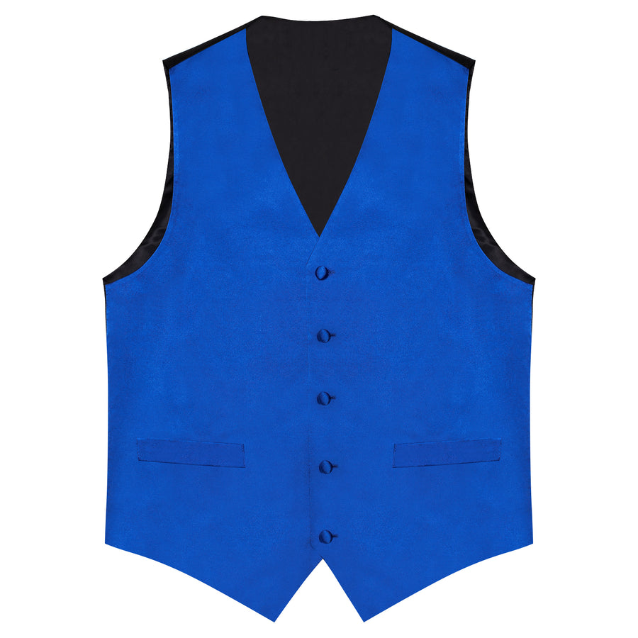 Satin Blue Klein Solid Vest Set vest set - Sophisticated Gentlemen