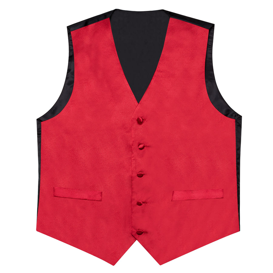 Satin Classic Red Solid Men's Bowtie Vest Set vest set - Sophisticated Gentlemen