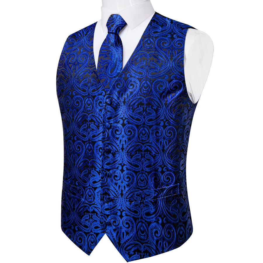 Midnight Blue Paisley Vest Set vest set - Sophisticated Gentlemen