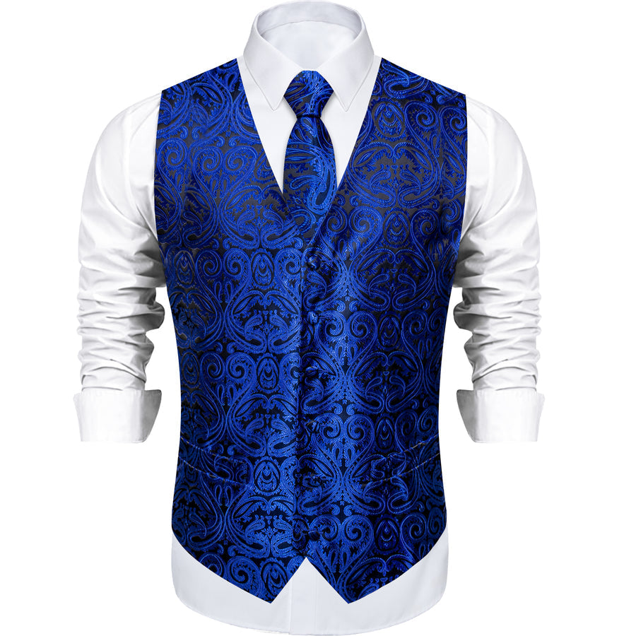 Midnight Blue Paisley Vest Set vest set - Sophisticated Gentlemen