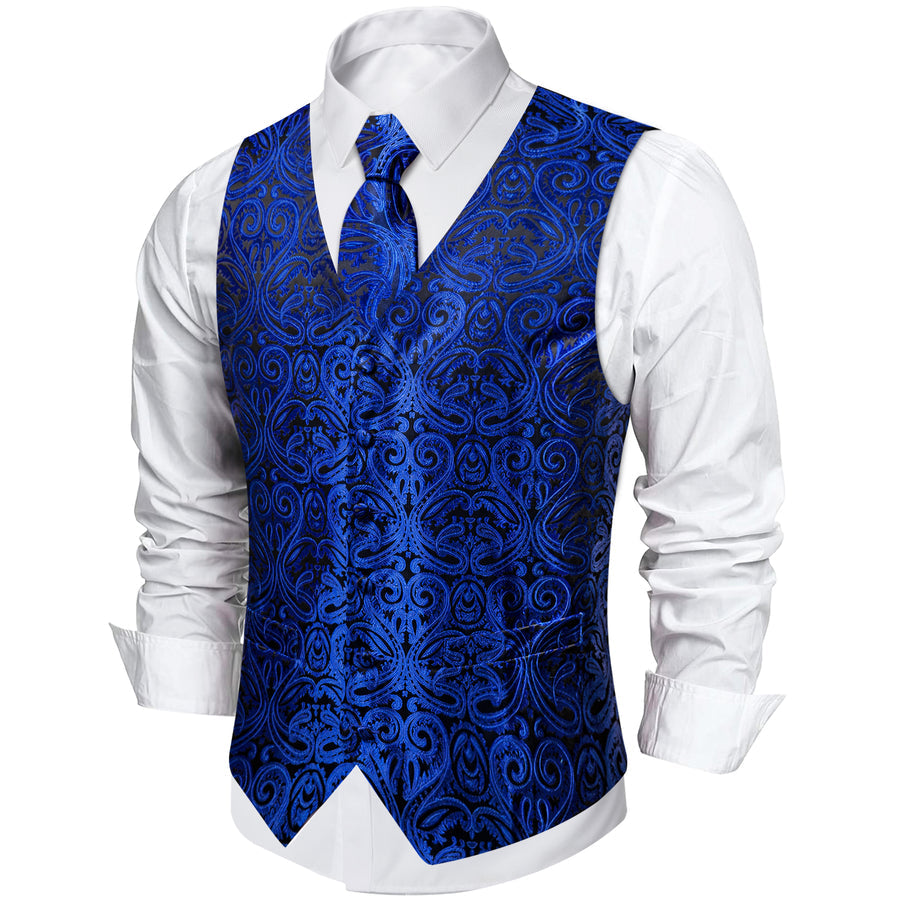 Midnight Blue Paisley Vest Set vest set - Sophisticated Gentlemen