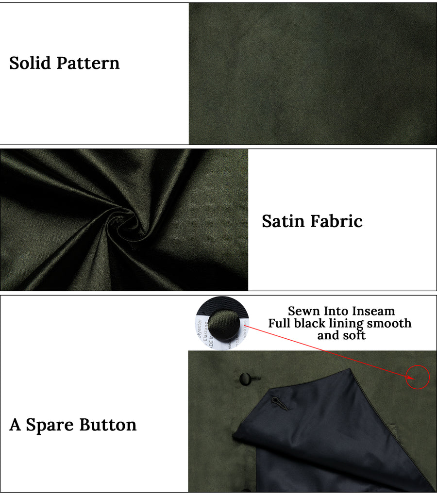 Olive Green Solid Silk Men's Bowtie Vest Set vest set - Sophisticated Gentlemen