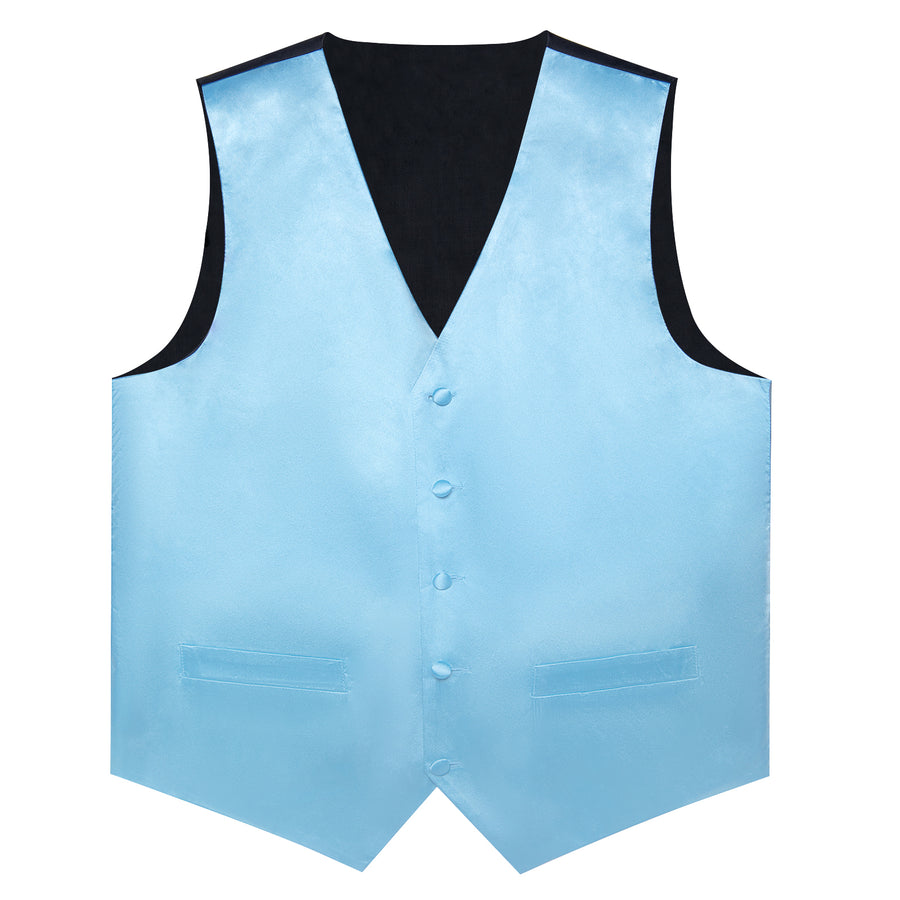 Light Sky Blue Solid Silk Bowtie Vest Set vest set - Sophisticated Gentlemen