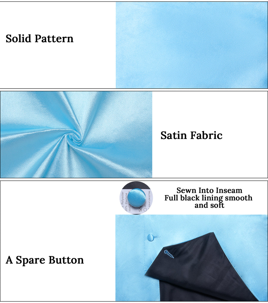 Light Sky Blue Solid Silk Bowtie Vest Set vest set - Sophisticated Gentlemen