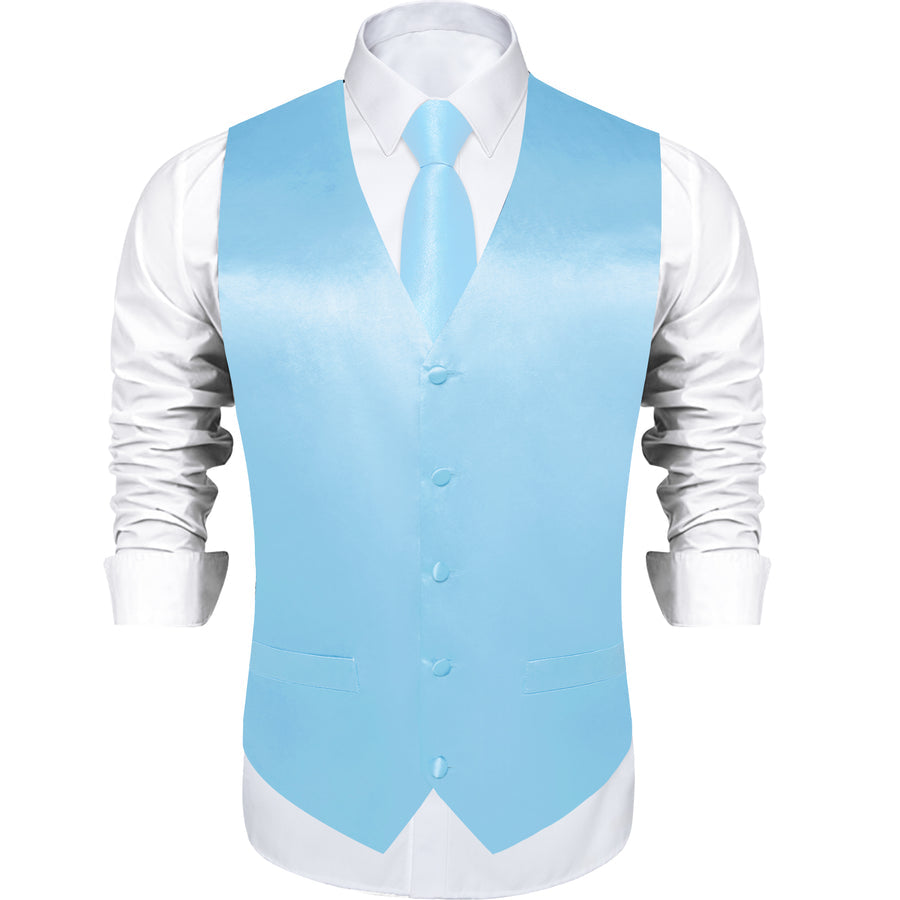 Arctic Blue Solid Vest Set - 4 Piece vest set - Sophisticated Gentlemen