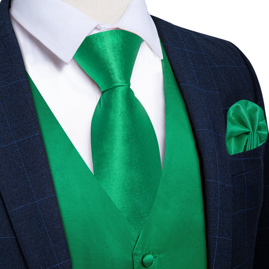 Emerald Green Solid Vest Set vest set S (Chest 40")   - Sophisticated Gentlemen
