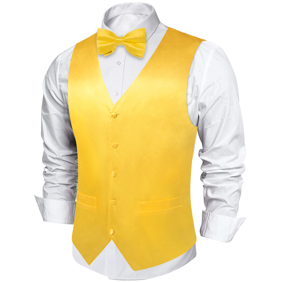 Gloss Butter Solid Silk Men's Bowtie Vest Set vest set - Sophisticated Gentlemen