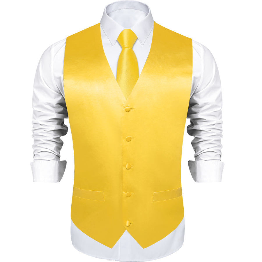 Gloss Butter Yellow Solid Vest Set vest set - Sophisticated Gentlemen