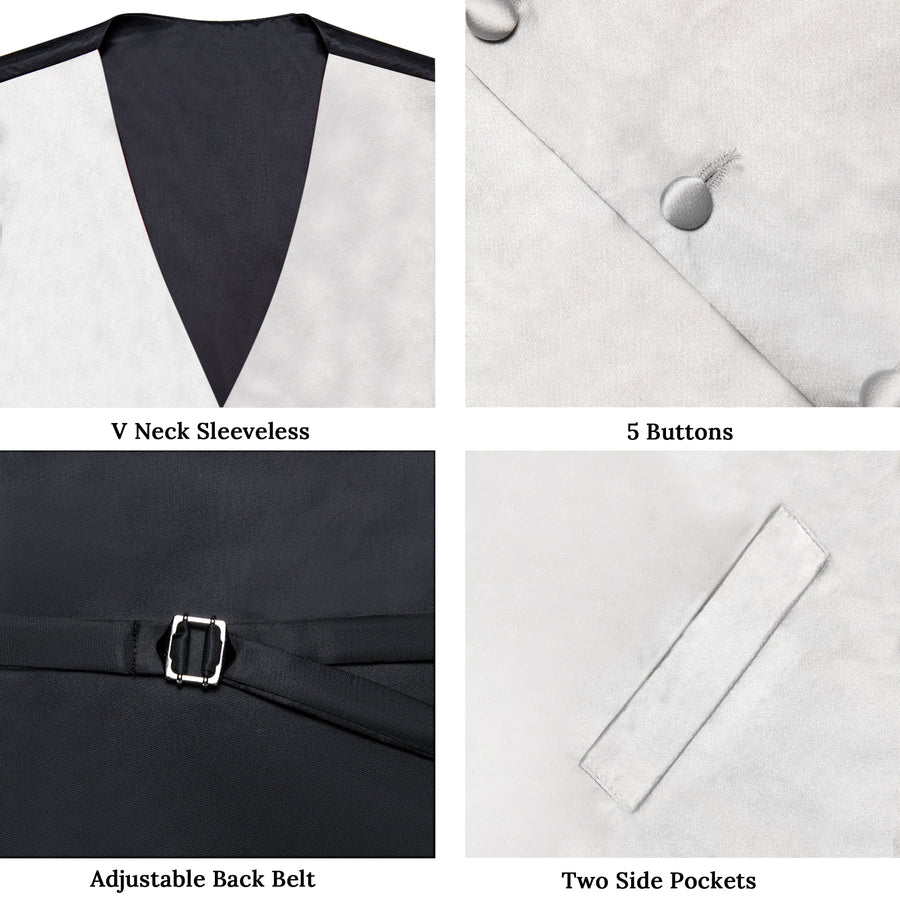 Cloud Gray Solid Vest For Men Men's Vest Set vest set    - Sophisticated Gentlemen