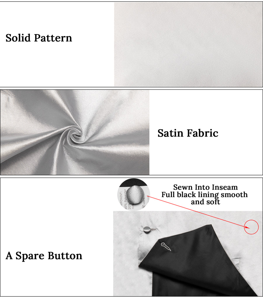 Cloud Gray Solid Silk Men's Bowtie Vest Set vest set    - Sophisticated Gentlemen