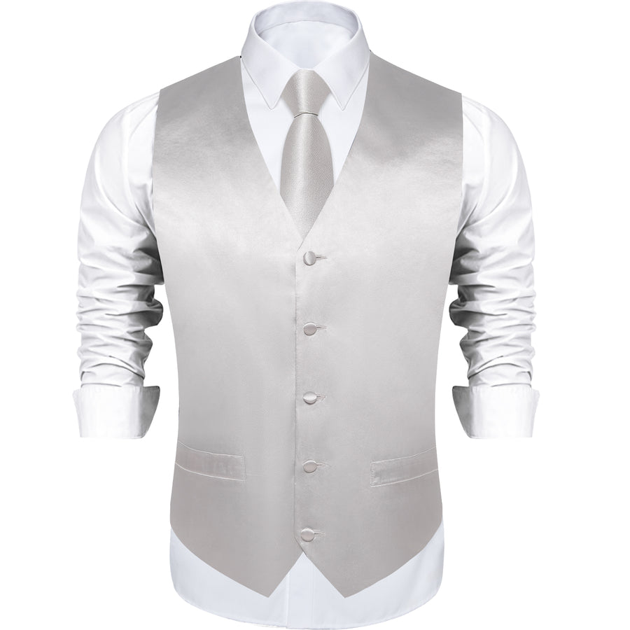 Cloud Gray Solid Vest For Men Men's Vest Set vest set    - Sophisticated Gentlemen
