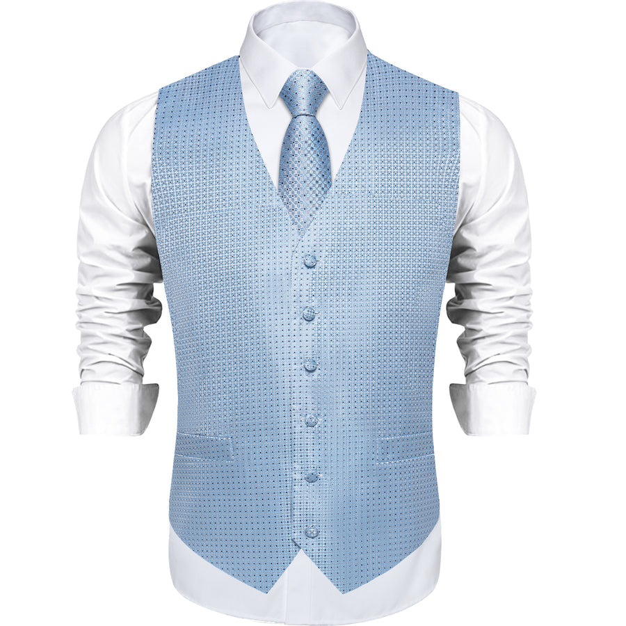 Arctic Blue Polka Dots Men's Vest Set vest set - Sophisticated Gentlemen