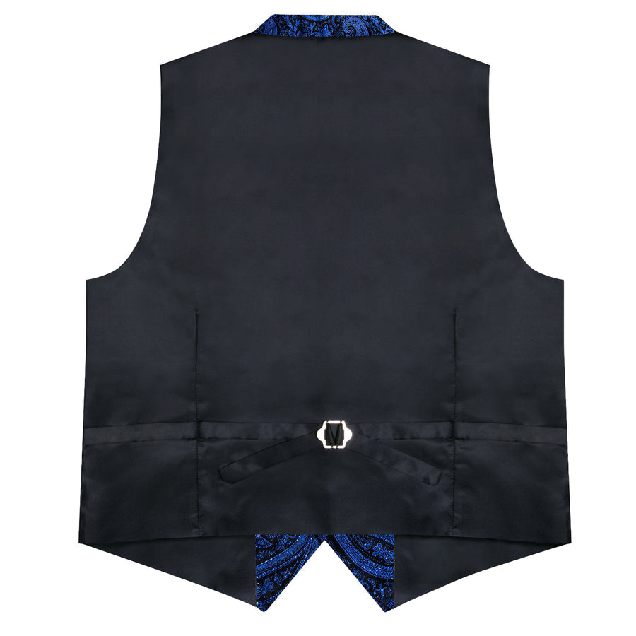 Navy Blue Paisley Jacquard Silk Vest Set vest set - Sophisticated Gentlemen