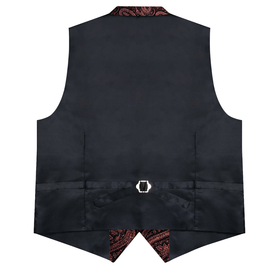 Brown Red Paisley Jacquard Silk Men's Collar Bowtie Vest Set vest set - Sophisticated Gentlemen