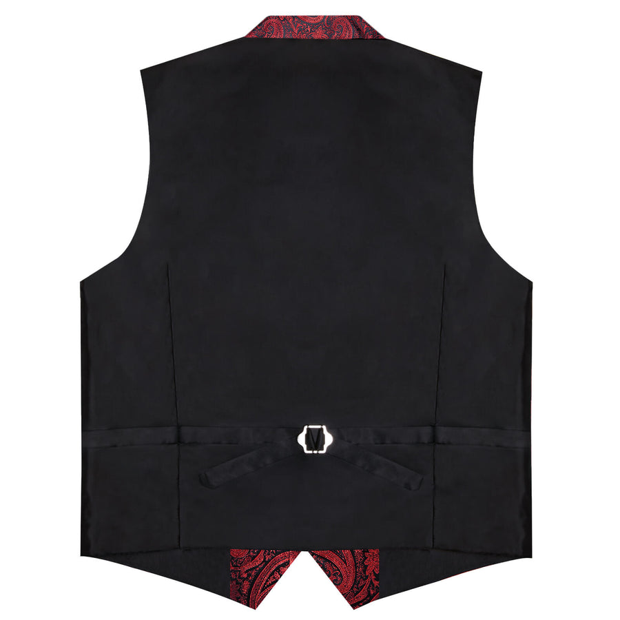 Deep Red Jacquard Paisley Silk Suit Vest Set vest set - Sophisticated Gentlemen