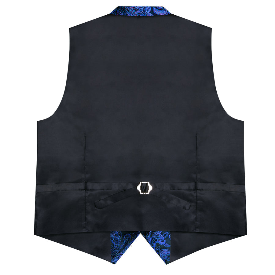 Regal Sapphire Paisley Notched Collar Vest Set vest set - Sophisticated Gentlemen