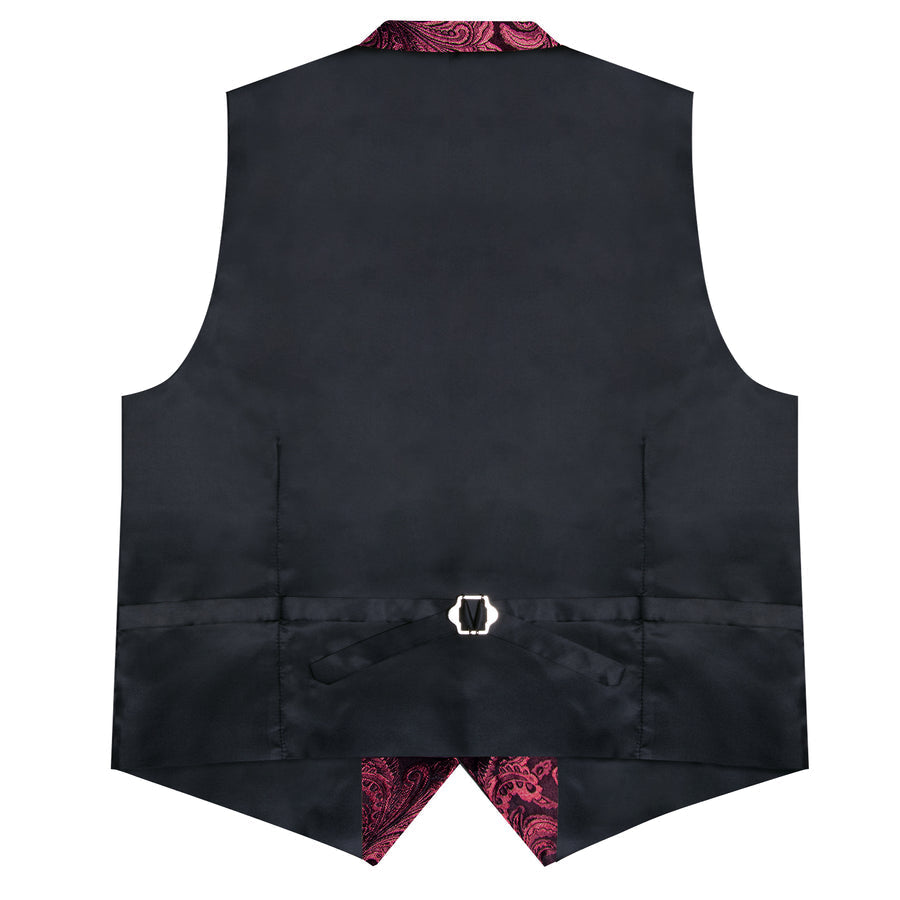 Burgundy Red Paisley Men's Collar Vest Set vest set - Sophisticated Gentlemen