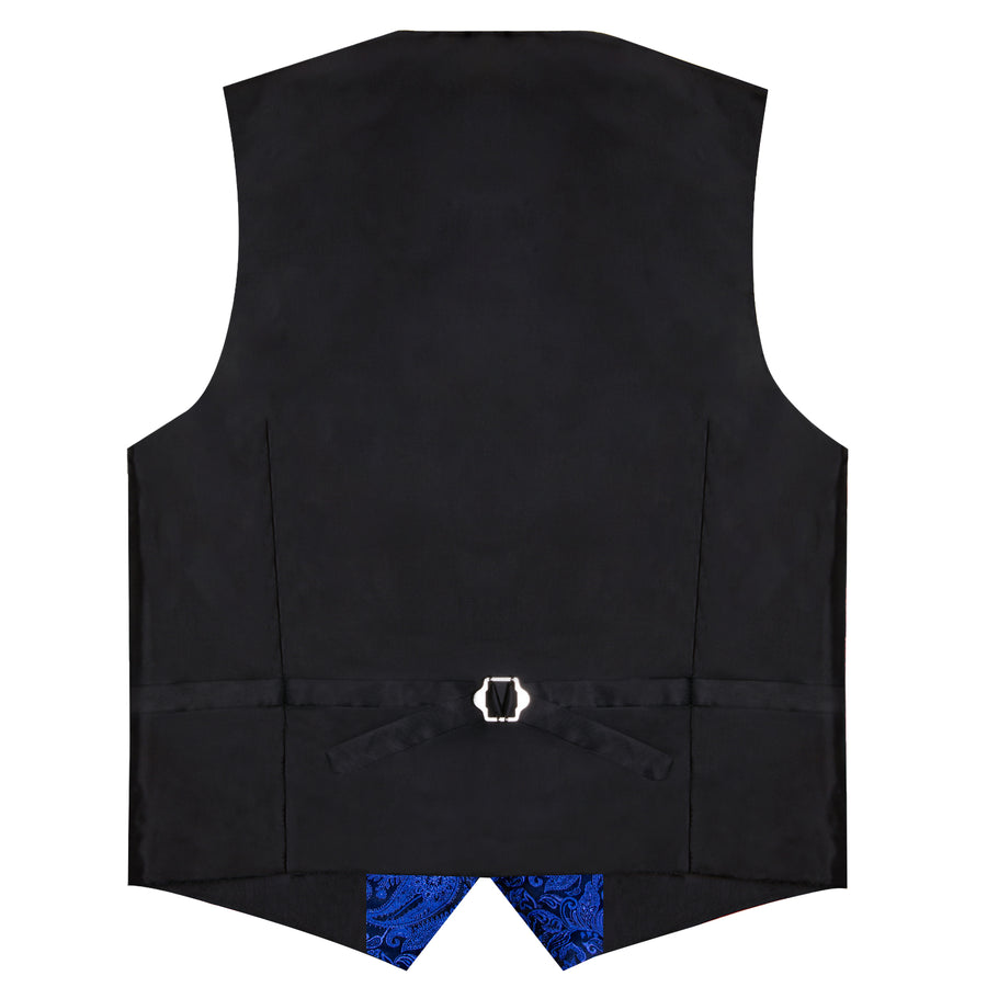 Royal Blue Luxury Paisley Jacquard Men's Collar Vest Set vest set - Sophisticated Gentlemen