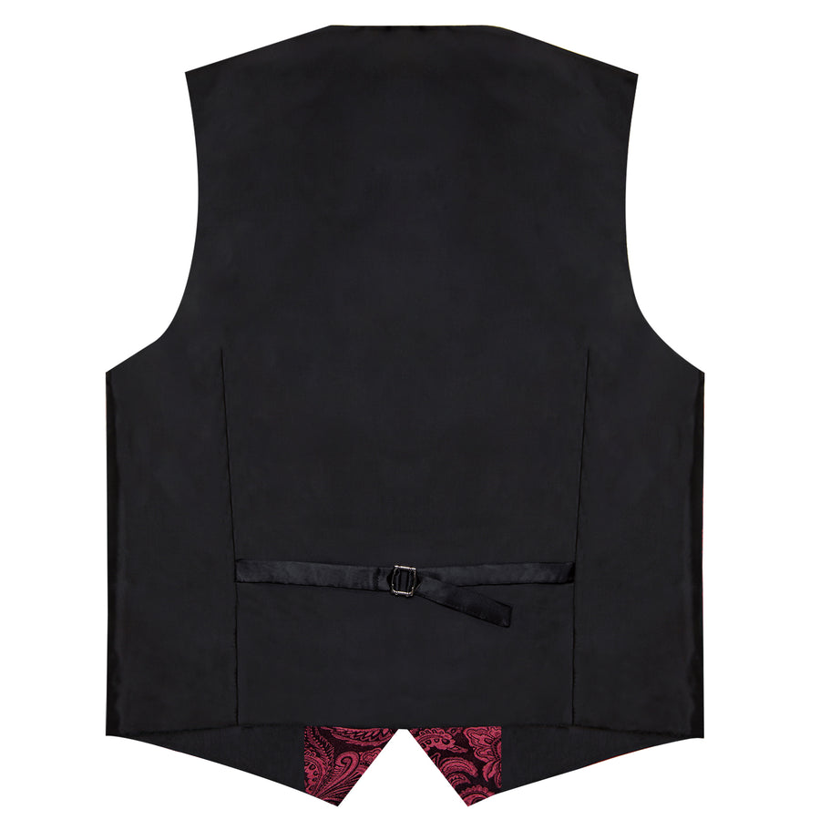 Burgundy Red Luxury Paisley Jacquard Men's Collar Vest Set vest set - Sophisticated Gentlemen