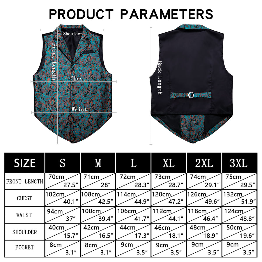 Black Lake Green Paisley Jacquard Men's Collar Victorian Suit Vest Set vest set    - Sophisticated Gentlemen
