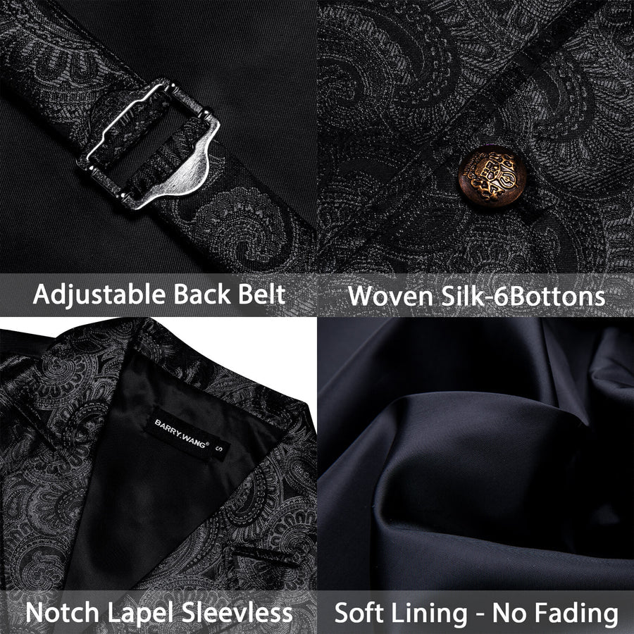 Blue Paisley Silk Notched Collar Vest Set vest set - Sophisticated Gentlemen