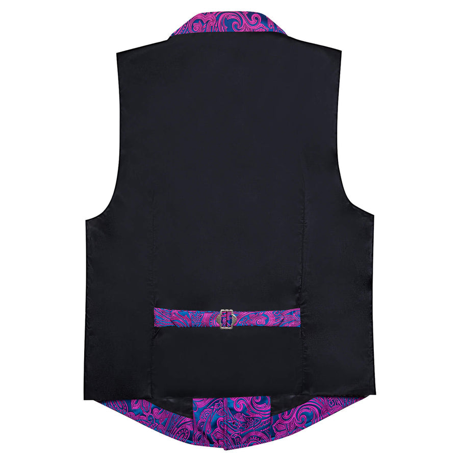 New Purple Blue Floral Silk Notch Collar Vest Set vest set - Sophisticated Gentlemen