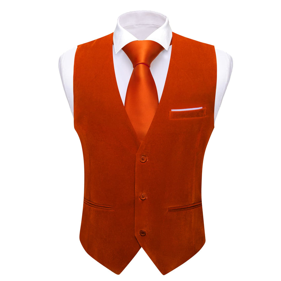 Red Solid Men's Flannelette Work Dress Vest Set vest set - Sophisticated Gentlemen