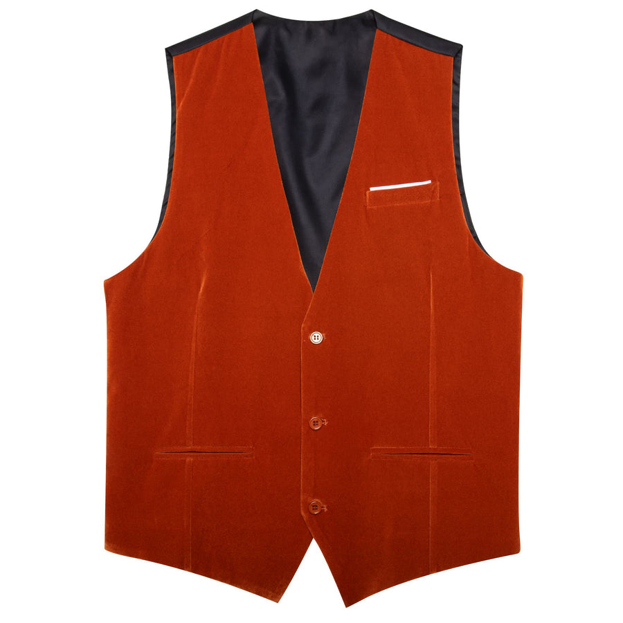 Red Solid Men's Flannelette Work Dress Vest Set vest set - Sophisticated Gentlemen