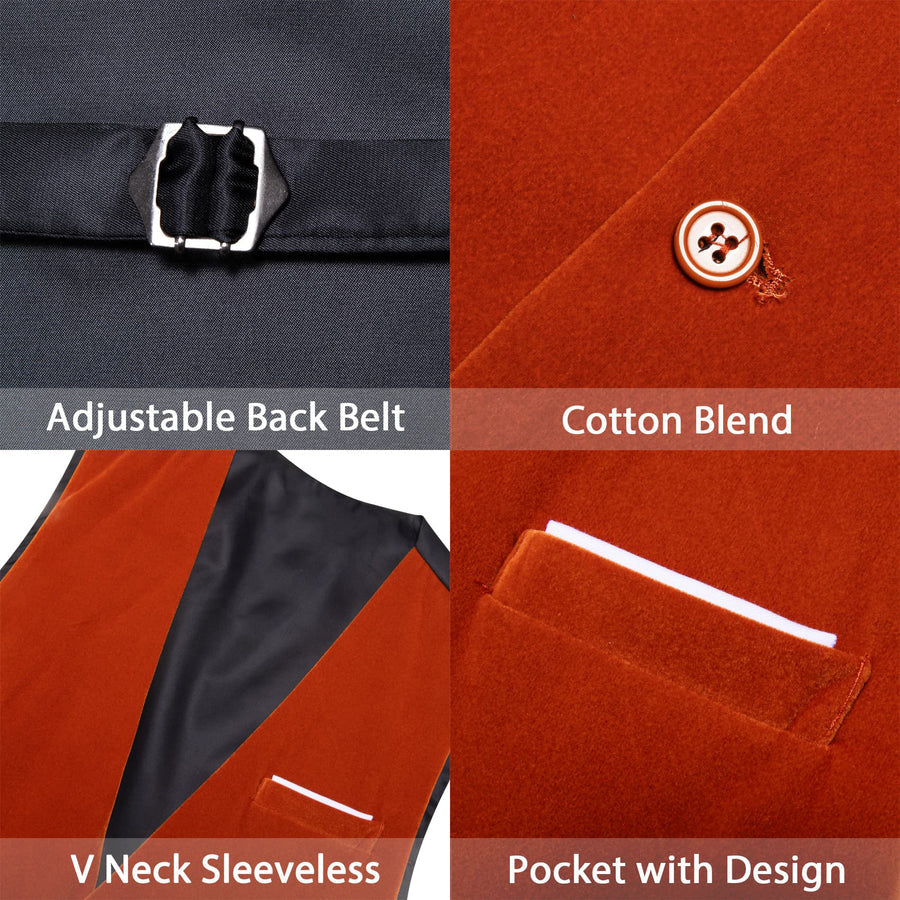 Red Solid Men's Flannelette Work Dress Vest Set vest set - Sophisticated Gentlemen