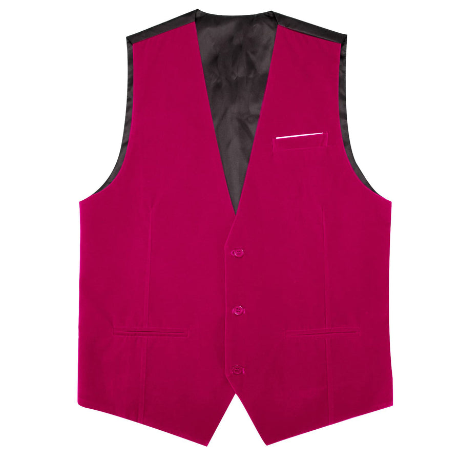 Deep Pink Solid Men's Flannelette Work Dress Vest Set vest set - Sophisticated Gentlemen