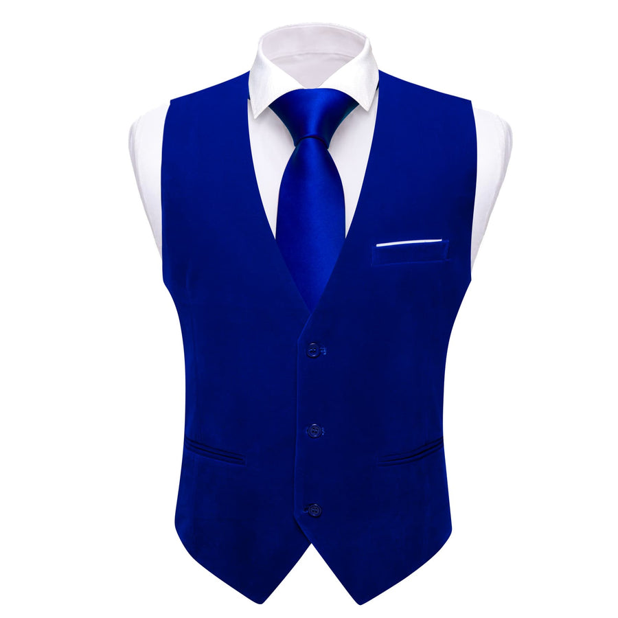 Blue Solid Men's Flannelette Work Dress Vest Set vest set - Sophisticated Gentlemen