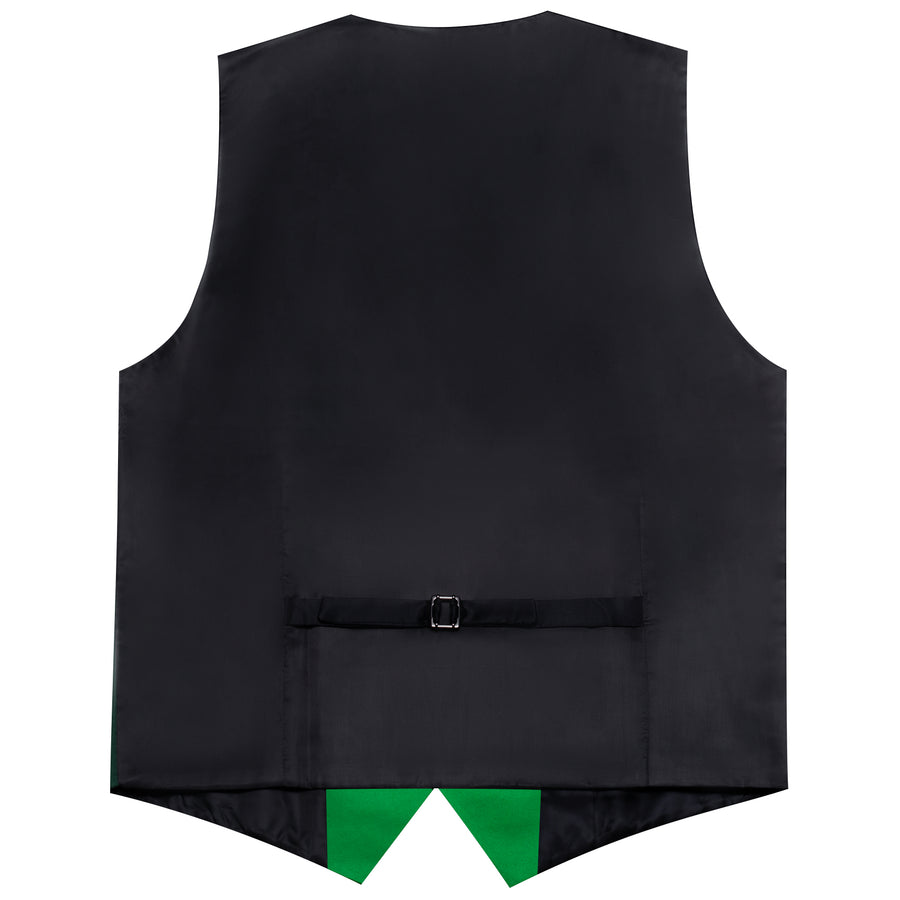 Lime Green Solid Jacquard Notched Collar Vest Set vest set - Sophisticated Gentlemen